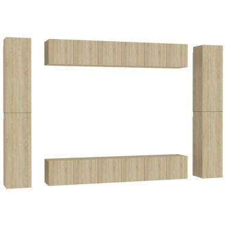 vidaXL Set De Muebles Sal&oacute;n Tv 10 Pzas Madera Ingenier&iacute;a Roble Sonoma Vidaxl