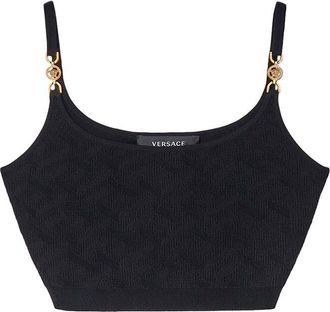 Versace La Greca Medusa Jacquard Crop Top Size M