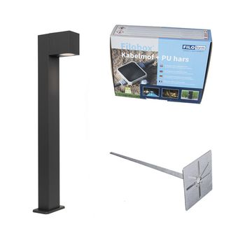 QAZQA Qazqa Industrial L&aacute;mpara De Pie Industrial Para Exterior Gris Oscuro 65 Cm Ip44 - Baleno Aluminio /vidrio Alargada Adecuado Para Led Max. 1 X 11 Watt
