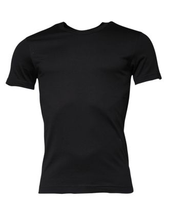 Dolce & Gabbana Black Cotton Crew Neck Short Sleeves Mens T-shirt