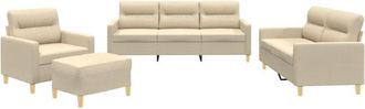 vidaXL Juego De Sof&aacute;s Con Cojines 4 Piezas Tela Crema Vidaxl