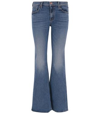 Mother Blue Flared High Rise Jeans
