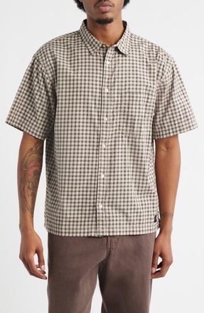 Vans Larkspur Mini Plaid Button-Up Shirt in Oatmeal-Demitasse at Nordstrom, Size Xx-Large
