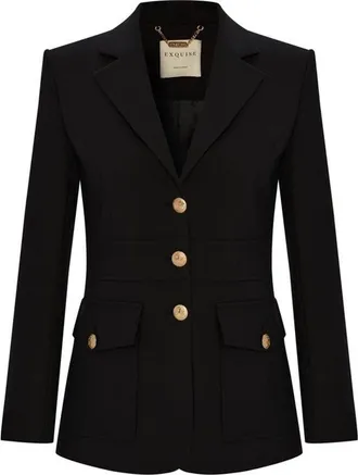 Exquise Antigone Fitted Pocket Jacket in Black at Nordstrom, Size Xx-Large