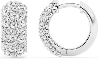 Grown Brilliance 2 Carat Round Lab Grown Cluster Diamond Hoop Earrings in Sterling Silver, Color G-H, Clarity SI2-I1