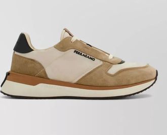 Ferragamo leather and suede low-top sneakers