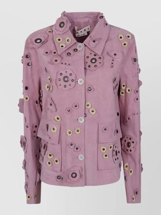 Marni jacket long sleeves floral appliqu&eacute; collar pockets
