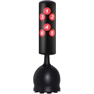 HOMCOM Saco De Boxeo De Pie 165 Cm Con Base Rellenable De Agua 22,5 Kg O Arena 27,5 Kg Y Ventosas De Goma Para Adultos Y Ni&ntilde;os 50x50x165 Cm