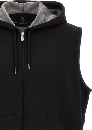 Brunello Cucinelli Mens Black Cotton Sleeveless Jacket Clothing