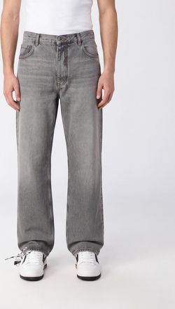 Off-white Jeans a gamba larga in denim a righe con logo Diagonals