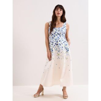 Phase Eight Orla Floral Midi Dress in Cream at Nordstrom, Size 12