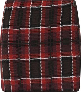 Guest In Residence Red Wrap-Around Tartan Wool-Blend Mini Skirt