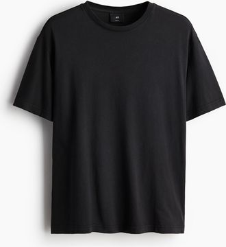 H&M T-Shirt im Washed-Look Loose Fit - Schwarz