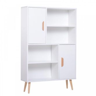 Carter's Free Standing Bookcase Shelves W/ Two Doors - 80L x 23.5W x 123Hcm - White - CARTER | TJ Hughes