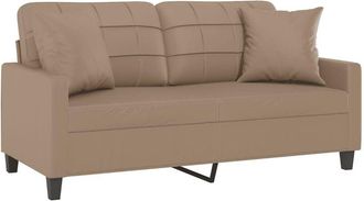 vidaXL Sof&aacute; de 2 plazas con cojines cuero sint&eacute;tico capuchino 140 cm Vidaxl