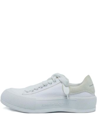 Alexander McQueen Plimsoll canvas suede-panel sneakers - White