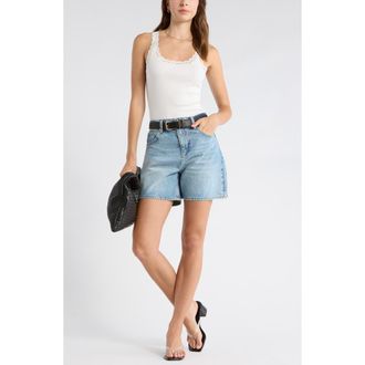 Leith Lace Trim Tank in Ivory at Nordstrom Rack, Size X-Large