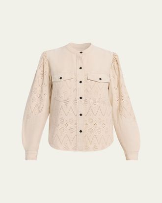 Isabel Marant Kaina Eyelet Cotton Button-Front Shirt