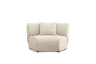 Castlery Auburn Curve Wedge Sofa Customized, Performance Linen Weave, Cream, Spill Resistant, Modular for Sofas by Castlery