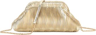 Girly HandBags Womens Pleated Evening Clutch Bag with Chain Strap - Large Shoulder Purse for Weddings, Parties, and Formal Events Large Gold