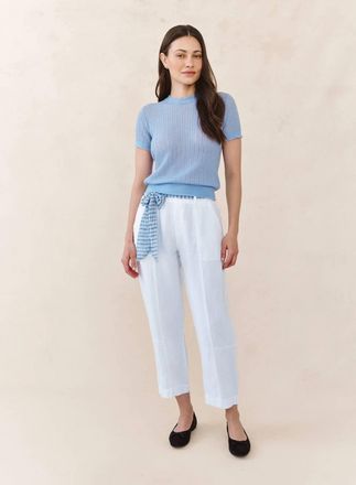 Bella Dahl Short Sleeve Sweater Top In Soft Blue