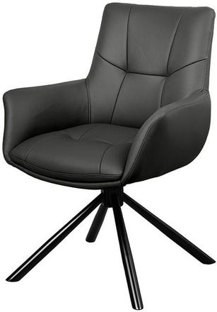 Global Interiors 360&deg; drehbarer Echtleder Design Stuhl Level up, Schwarz