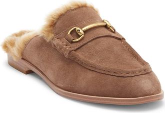 Steve Madden Milah Horsebit Faux Fur Lined Mule in Biscotti Suede at Nordstrom Rack, Size 8.5