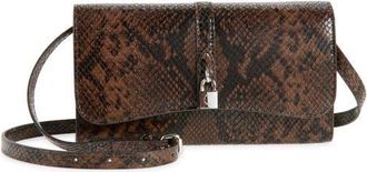 Stella McCartney Ryder Faux Snakeskin Crossbody Clutch in Espresso at Nordstrom