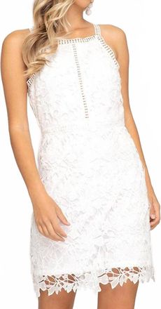 She + Sky Lace Sleeveless Bodycon With Lining Dress In White