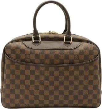 Louis Vuitton Pre-owned Canvas Handbag - Dames - Vintage Handtas - Bruin - ONE Size - Leer - Vintage