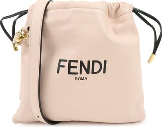 Fendi Logo Drawstring Leather Pink Leather Handbag (Pre-Owned)