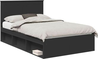 vidaXL Estructura De Cama Negro 135 X 190 Cm Madera De Pino Macizo Vidaxl