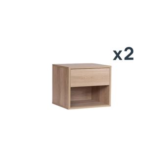 Klast Packs 2 mesitas de noche efecto madera natural 40 cm x 35 cm cm