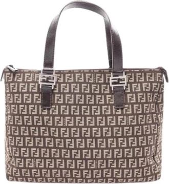 Fendi Pre-owned Canvas Tote Bag - Dames - Vintage Shopper - Bruin - ONE Size - Leer - Vintage