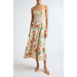 Ulla Johnson Fiora Floral Cotton Dress in Abalone at Nordstrom, Size 00