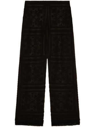 Alanui Kiss by the Book straight-keg trousers - women - Cotton/Polyamide/Cashmere - M - Black