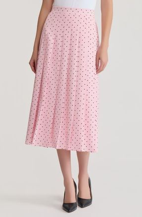 Kasper Polka Dot Pleated Skirt in Tutu Pink/Black at Nordstrom, Size X-Small