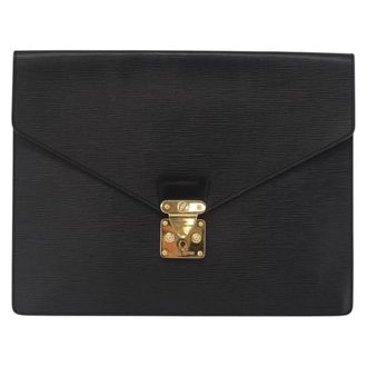 Louis Vuitton Porte-Documents Senateur Epi Leather Black Leather Briefcase Bag (Pre-Owned)