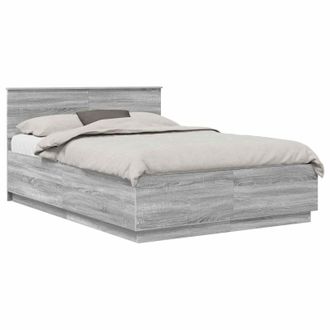 vidaXL Estructura De Cama Con Cabecera Gris Sonoma 140 X 190 Cm Vidaxl