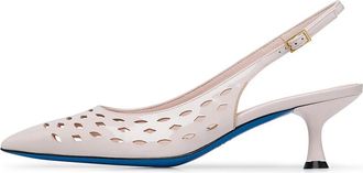 Loriblu Slingback in poederroze lak met laser-gesneden geometrische motieven - Dames - Pumps - Roze - 41 EU - Schoenen
