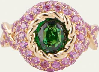 Mellerio 18K Yellow Gold Green Fields Ring with Tsavorite and Pink Sapphires