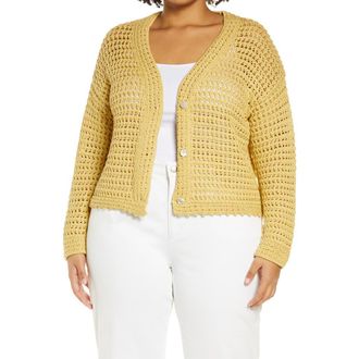 Vince Crochet Cotton Cardigan in Warm Sand at Nordstrom Rack, Size 2X