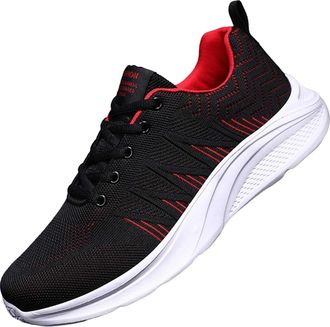 Generic Fashion Spring and Summer Men Sports Shoes Flat Bottom Lightweight Mesh Breathable Comfortable Solid Color Features: Comfortable Mens Dress Shoes (Red