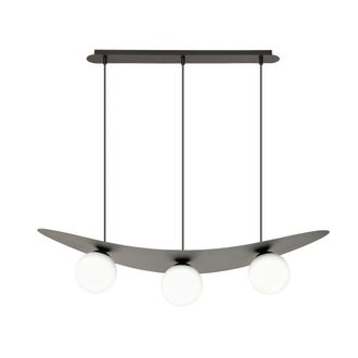 Wonderlamp L&aacute;mpara colgante con estructura curvada y 3 esferas lineales blancas