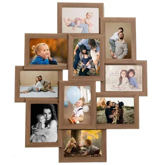 Berkfield Home Collage Photo Frame for 10x(13x18 cm) Picture Light Brown MDF | Size: 13x18 cm