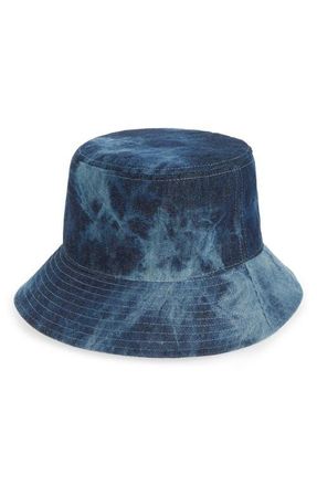Open Edit Acid Wash Denim Bucket Hat at Nordstrom, Size Large