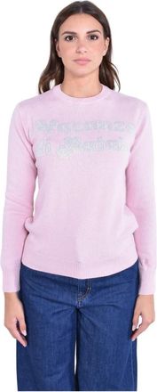 MC2 Saint Barth Elegant Queen Crewneck Sweater - Dames - Ronde hals truien - Roze - L - Wol - Truien & Vesten