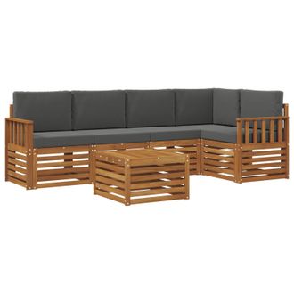 vidaXL Conjunto De Sof&aacute; Seccional Con Coj&iacute;n 6 Pcs Natural Y Antracita Vidaxl