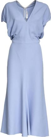 Victoria Beckham Midi Dresses, female, Blue, Size: S V-neck Midi Dress