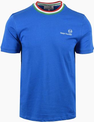 Sergio Tacchini Mens SERGIO TACCHINI RAINER FC T-SHIRT STRING BLUE/FERN GREEN/ADRENALINE RED - Size: 42